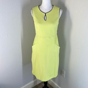 Lands End lime green and navy blue trim sleeveless dress with pockets size 6